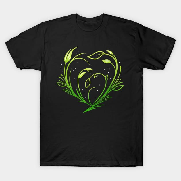 Green Plants Forming Heart - Vegetarian Go Vegan T-Shirt by SinBle